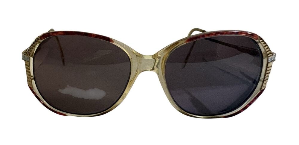 OSCAR DE LA RENTA VINTAGE GOLD RED CLEAR AUTHENTIC SUNGLASSES FRAMES